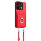 For Xiaomi Redmi Note 13 Pro 5G R20 Crossbody Rope Ring Card Holder Phone Case(Red) - 2