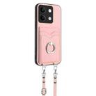 For Xiaomi Redmi Note 13 5G R20 Crossbody Rope Ring Card Holder Phone Case(Pink) - 2