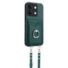 For Xiaomi Redmi Note 13 5G R20 Crossbody Rope Ring Card Holder Phone Case(Green) - 2