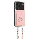 For Xiaomi Redmi Note 13 Pro+ R20 Crossbody Rope Ring Card Holder Phone Case(Pink) - 2