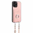 For Xiaomi Redmi 12 4G Global R20 Crossbody Rope Ring Card Holder Phone Case(Pink) - 2