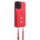 For Xiaomi Redmi 12 4G Global R20 Crossbody Rope Ring Card Holder Phone Case(Red) - 2