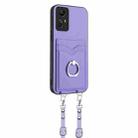 For Xiaomi Redmi Note 12S 4G Global R20 Crossbody Rope Ring Card Holder Phone Case(Purple) - 2