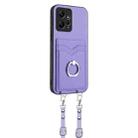 For Xiaomi Redmi Note 12 4G Global R20 Crossbody Rope Ring Card Holder Phone Case(Purple) - 2