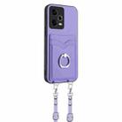 For Xiaomi Redmi Note 12 Pro 5G R20 Crossbody Rope Ring Card Holder Phone Case(Purple) - 2