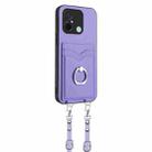 For Xiaomi Redmi 12C / 11A R20 Crossbody Rope Ring Card Holder Phone Case(Purple) - 2