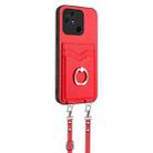 For Xiaomi Redmi 10C R20 Crossbody Rope Ring Card Holder Phone Case(Red) - 2