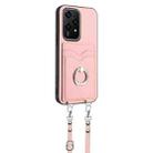 For Honor 200 Lite Global R20 Crossbody Rope Ring Card Holder Phone Case(Pink) - 2