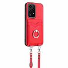 For Honor 200 Lite Global R20 Crossbody Rope Ring Card Holder Phone Case(Red) - 2