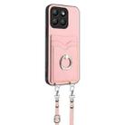 For Honor X8b Global R20 Crossbody Rope Ring Card Holder Phone Case(Pink) - 2