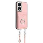 For Honor X7b / Play 8T 5G R20 Crossbody Rope Ring Card Holder Phone Case(Pink) - 2