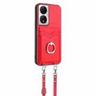 For Honor X7b / Play 8T 5G R20 Crossbody Rope Ring Card Holder Phone Case(Red) - 2