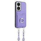 For Honor X7b / Play 8T 5G R20 Crossbody Rope Ring Card Holder Phone Case(Purple) - 2