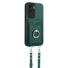 For Honor X50i R20 Crossbody Rope Ring Card Holder Phone Case(Green) - 2