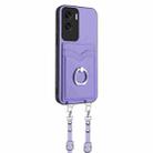 For Honor X50i R20 Crossbody Rope Ring Card Holder Phone Case(Purple) - 2