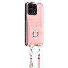 For Honor X8a R20 Crossbody Rope Ring Card Holder Phone Case(Pink) - 2