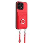 For Honor X8a R20 Crossbody Rope Ring Card Holder Phone Case(Red) - 2