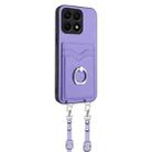 For Honor X8a R20 Crossbody Rope Ring Card Holder Phone Case(Purple) - 2