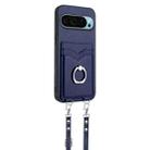 For Google Pixel 9 Pro R20 Crossbody Rope Ring Card Holder Phone Case(Blue) - 2