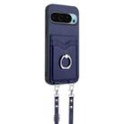 For Google Pixel 9 R20 Crossbody Rope Ring Card Holder Phone Case(Blue) - 2