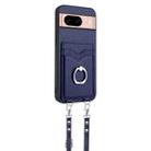 For Google Pixel 8a R20 Crossbody Rope Ring Card Holder Phone Case(Blue) - 2