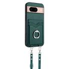 For Google Pixel 8a R20 Crossbody Rope Ring Card Holder Phone Case(Green) - 2