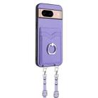 For Google Pixel 8a R20 Crossbody Rope Ring Card Holder Phone Case(Purple) - 2