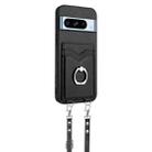 For Google Pixel 8 Pro R20 Crossbody Rope Ring Card Holder Phone Case(Black) - 2