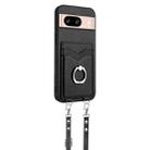 For Google Pixel 8 R20 Crossbody Rope Ring Card Holder Phone Case(Black) - 2