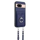 For Google Pixel 8 R20 Crossbody Rope Ring Card Holder Phone Case(Blue) - 2