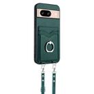 For Google Pixel 8 R20 Crossbody Rope Ring Card Holder Phone Case(Green) - 2