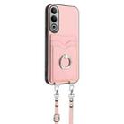 For OnePlus Nord CE4 / OPPO K12 5G R20 Crossbody Rope Ring Card Holder Phone Case(Pink) - 2