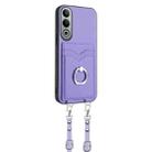 For OnePlus Nord CE4 / OPPO K12 5G R20 Crossbody Rope Ring Card Holder Phone Case(Purple) - 2