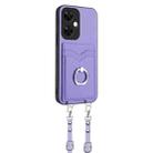 For OnePlus Nord CE3 Lite R20 Crossbody Rope Ring Card Holder Phone Case(Purple) - 2