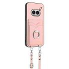 For Nothing Phone 2a R20 Crossbody Rope Ring Card Holder Phone Case(Pink) - 2