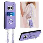 For Nothing Phone 2a R20 Crossbody Rope Ring Card Holder Phone Case(Purple) - 1