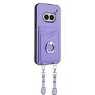 For Nothing Phone 2a R20 Crossbody Rope Ring Card Holder Phone Case(Purple) - 2