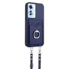 For OPPO Reno11 F Thai Version R20 Crossbody Rope Ring Card Holder Phone Case(Blue) - 2