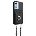 For OPPO F25 Pro 5G India R20 Crossbody Rope Ring Card Holder Phone Case(Black) - 2