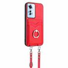 For OPPO F25 Pro 5G India R20 Crossbody Rope Ring Card Holder Phone Case(Red) - 2