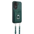 For OPPO Reno11 Global R20 Crossbody Rope Ring Card Holder Phone Case(Green) - 2