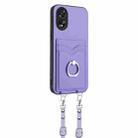 For OPPO A38 4G / A18 4G Global R20 Crossbody Rope Ring Card Holder Phone Case(Purple) - 2