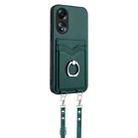For OPPO A58 4G Global R20 Crossbody Rope Ring Card Holder Phone Case(Green) - 2