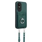 For OPPO Reno10 R20 Crossbody Rope Ring Card Holder Phone Case(Green) - 2