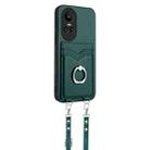 For OPPO Reno10 Pro 5G Global R20 Crossbody Rope Ring Card Holder Phone Case(Green) - 2