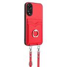 For OPPO A78 4G Global R20 Crossbody Rope Ring Card Holder Phone Case(Red) - 2