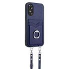 For OPPO A17 Global R20 Crossbody Rope Ring Card Holder Phone Case(Blue) - 2