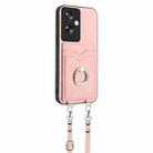 For OPPO A79 5G Global R20 Crossbody Rope Ring Card Holder Phone Case(Pink) - 2