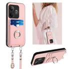For Realme GT Neo6 SE R20 Crossbody Rope Ring Card Holder Phone Case(Pink) - 1