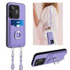 For Realme GT Neo6 SE R20 Crossbody Rope Ring Card Holder Phone Case(Purple) - 1